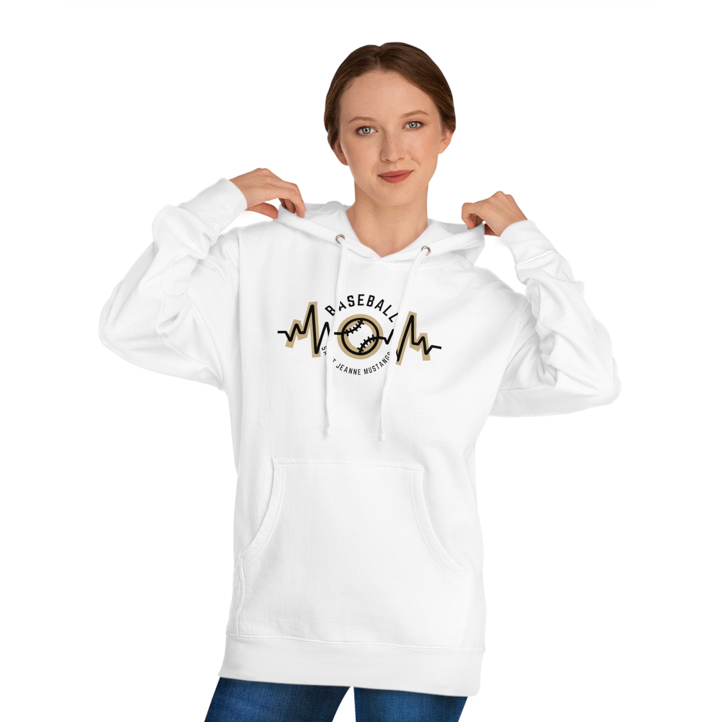 Baseball Mom Heartbeat Unisex Hooded Sweatshirt BASEBALL ELEM