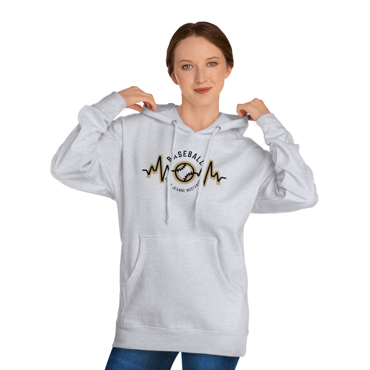 Baseball Mom Heartbeat Unisex Hooded Sweatshirt BASEBALL ELEM