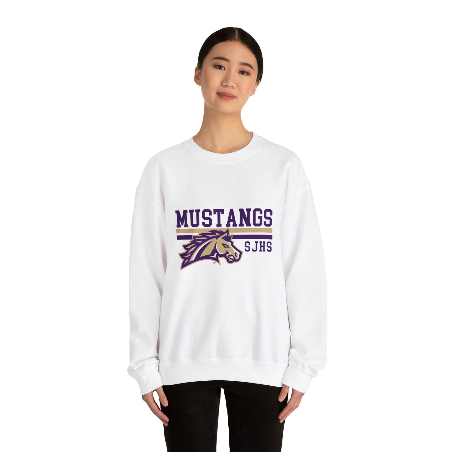 Mustangs Striped Unisex Heavy Blend™ Crewneck Sweatshirt HIGH SCHOOL