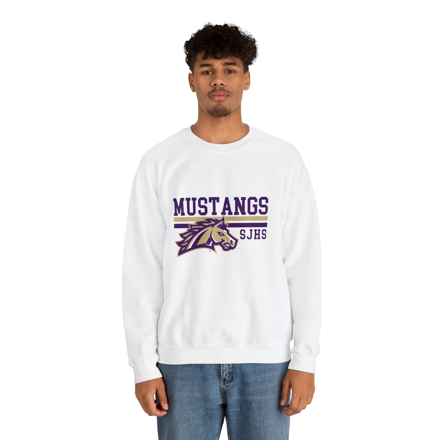 Mustangs Striped Unisex Heavy Blend™ Crewneck Sweatshirt HIGH SCHOOL