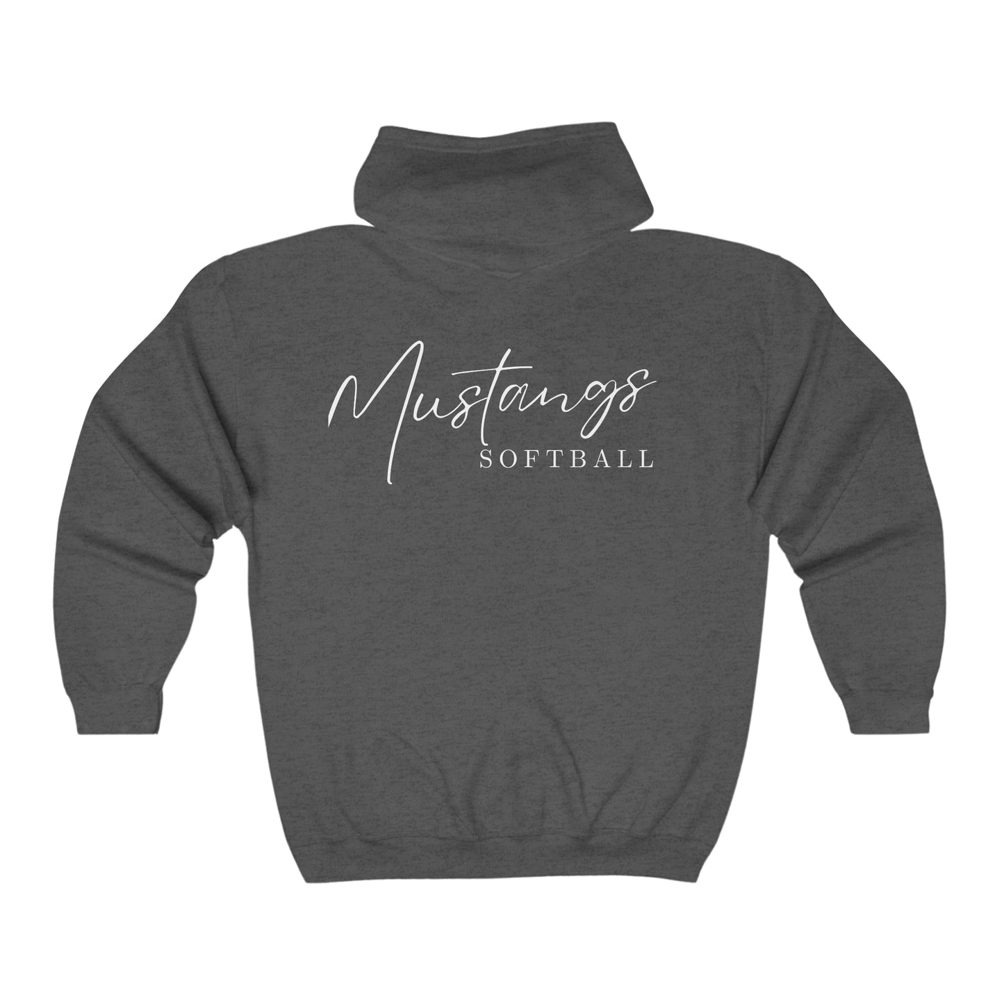 Mustangs Softball SJ White Ball Zip Unisex Hooded Sweatshirt  SOFTBALL ELEM