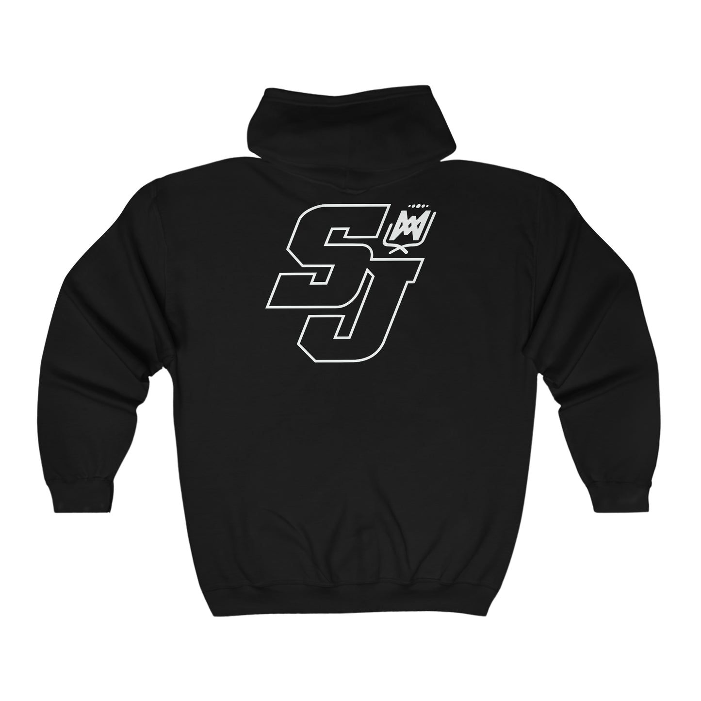 SJ White Outline Zip Unisex Hooded Sweatshirt Softball Elementary