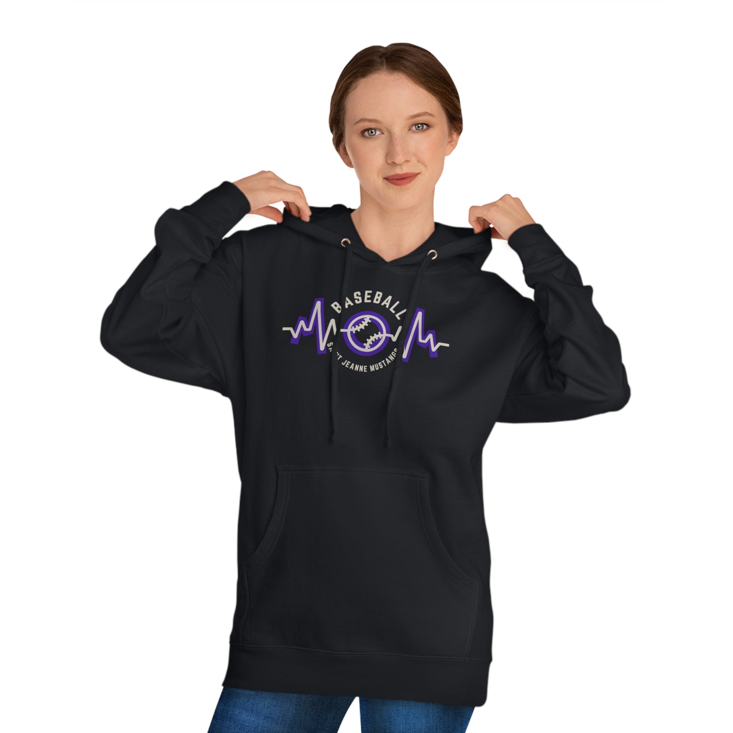 Baseball Mom Heartbeat Unisex Hooded Sweatshirt BASEBALL ELEM