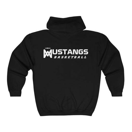 Mustangs Basketball SJ White Ball Zip Unisex Hooded Sweatshirt BASKETBALL HS