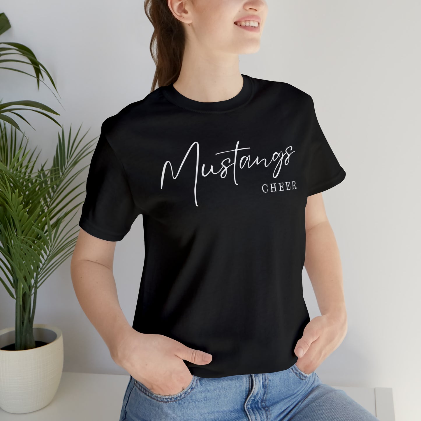 Mustangs Cheer Script Unisex Jersey Short Sleeve Tee CHEER HS