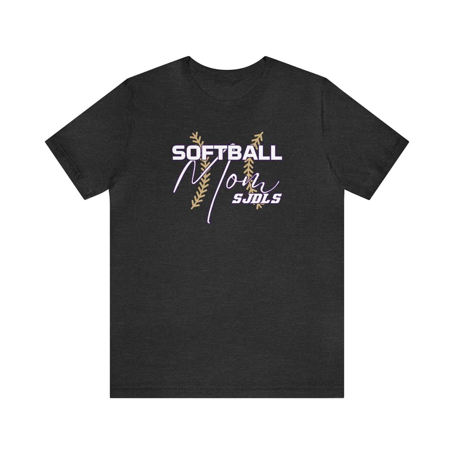 Softball Mom Stiches and Script Unisex Jersey Short Sleeve Tee Elementary SOFTBALL HS