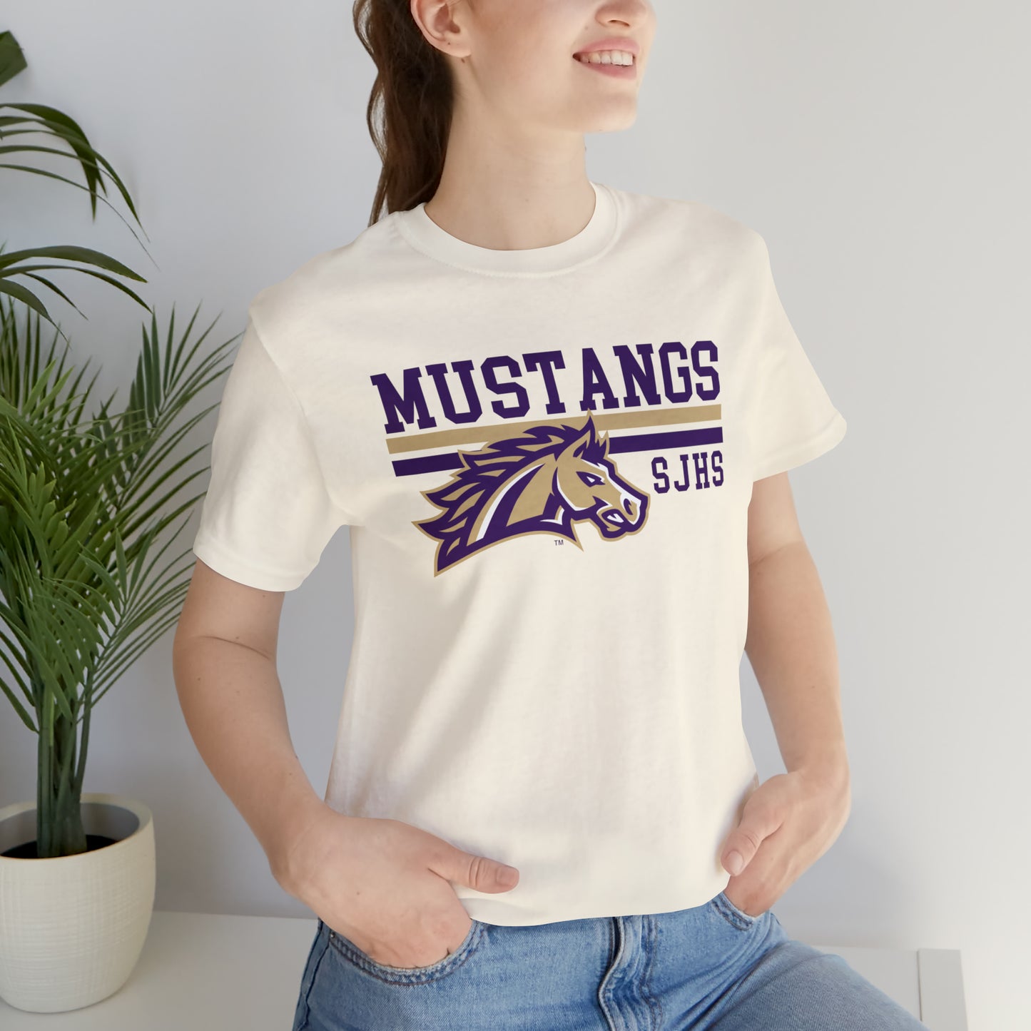 Mustangs Striped Unisex Jersey Short Sleeve Tee HIGH SCHOOL