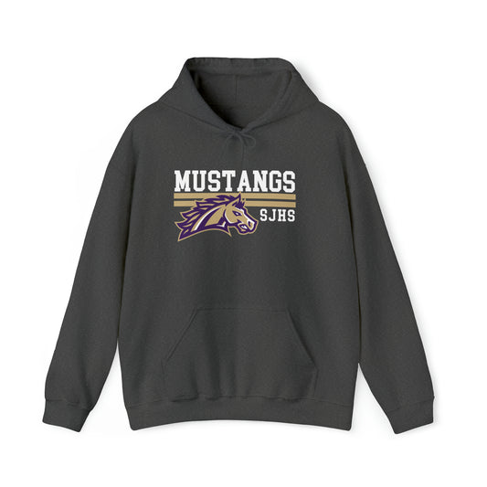 Mustangs Striped Pullover Hoodie Unisex Heavy Blend Hooded Sweatshirt HIGH SCHOOL