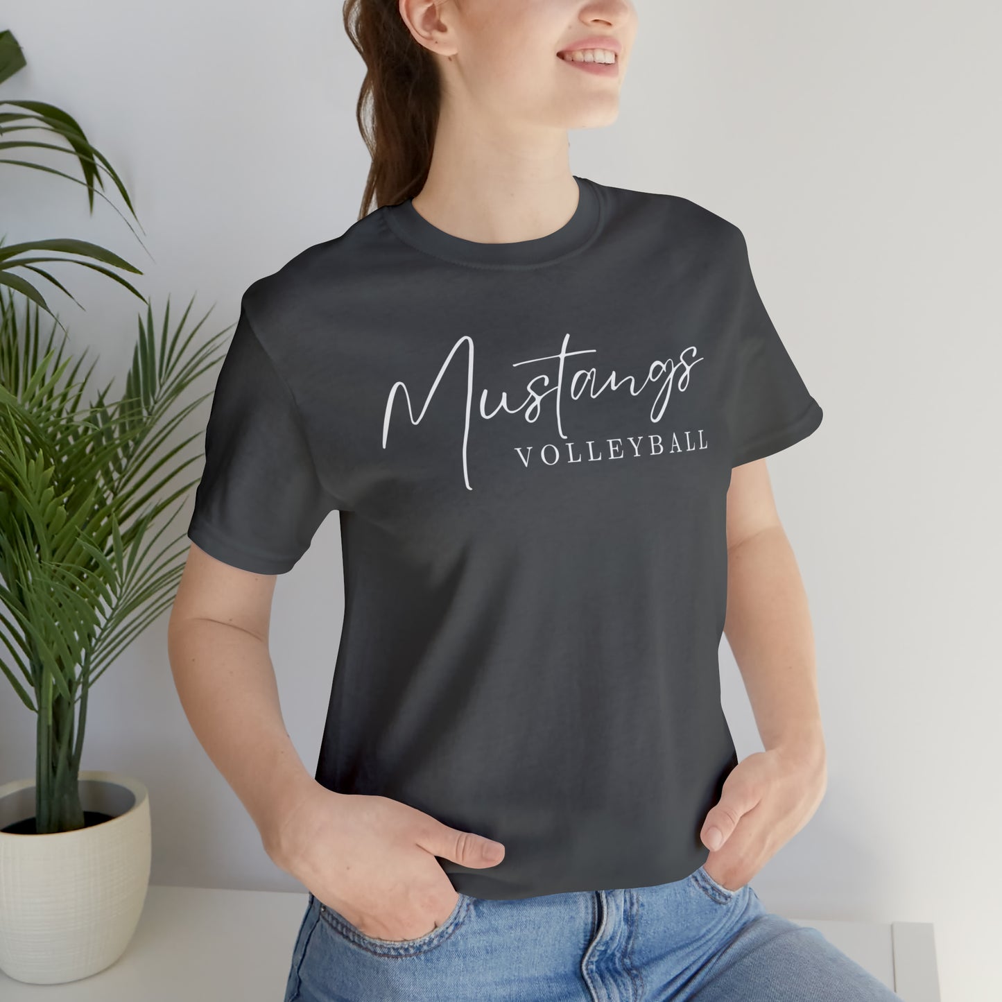 Mustangs Volleyball Script Unisex Jersey Short Sleeve Tee VOLLEYBALL HS